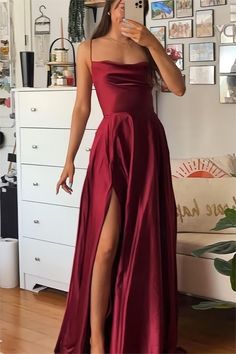 A Line Prom Dress, Prom Dresses Black Girls Slay, Red Dresses Classy, Red Wedding Dresses, Long Red Dress, Prom Dresses For Teens