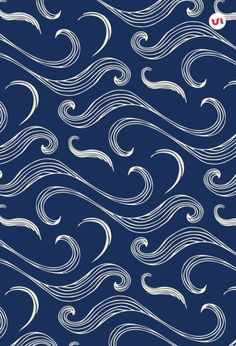 a blue and white pattern with wavy lines