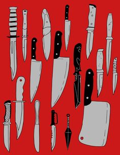 an image of knifes with the words can ladies kill them? on red background