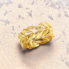 Ross-Simons - Italian 14kt Yellow Gold Openwork Leaf Ring Size 7. Inspired by nature and shining in textured and polished 14kt yellow gold, this openwork leaf ring is destined to become a new favorite. Made in Italy. 3/8" wide. 14kt yellow gold openwork leaf ring. Gold Leaf Ring, Gold Leaf Rings, Vine Ring, Olive Leaf, Leaf Ring, Size 10 Rings, Inspired By Nature, Gold Ring, Nature Inspiration