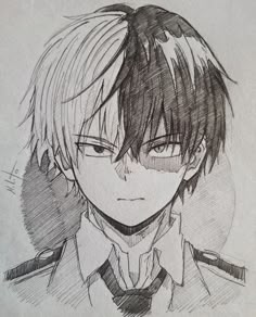 a drawing of an anime character with black hair