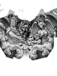 a black and white photo of an ornate design