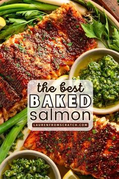 the best baked salmon with green beans and sauce