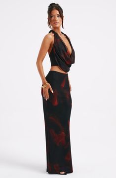 Get that IT girl energy in the Chrishelle maxi skirt, designed with a flattering body hugging fit for a snatched silhouette. Pairs perfectly with the matching Chrishelle top, metallic accessories and minimal heels. 



Colour: Fire print.

Premium stretch mesh.

Slightly lower waist fit.

Body hugging.

Maxi length.

Model is an XS and is wearing an XS.

 Size: XS, S, M, L, XL, XXL Skirts For Rectangle Body Shape, Birthday Outfit 2024, Clubbing Outfits For Women, Tight Maxi Skirt Outfit, Fitted Maxi Skirt Outfit, Birthday Dinner Outfit Black Women, Statement Pieces Clothing, Birthday Skirt Set, Printed Maxi Skirt Outfit