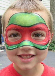 Ninja Turtle Face Paint, Superhero Face Painting, Simple Face, Face Painting Halloween