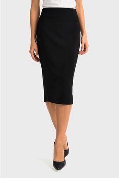 Joseph Ribkoff Black Skirt Summer Work Clothes, Long Black Pencil Skirt, Black Pencil Skirts, Formal Skirts, Basic Closet, Erin Gray, Long Pencil Skirt, Slip Skirts, Becoming A Model