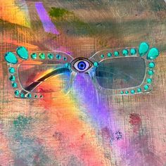 Baby blue handcrafted rhinestone third eye rave sunglasses, great for festivals and costume parties ! Rave Sunglasses, Rave Glasses, Blues Festival, Costume Parties, Third Eye, Costume Party, Eyewear Sunglasses, Baby Blue, Sunglasses Accessories