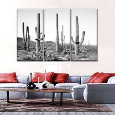 Gray Cactus Land Wall Art is a beautiful addition to any decor style. Bring this stunning canvas print into your home to easily refresh your walls and elevate your decor. Black And White Cactus, Land Photography, Southwest Wall Art, White Cactus, Farmhouse Decorating, Photography Artwork, Cactus Decor, Cactus Art, Guest Bath