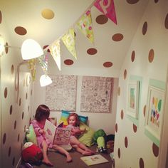 Under Stairs Playroom, Gold Polka Dots Wall, Home Stickers, Nursery Stickers, Polka Dot Wall Decals, Girls Playroom, Polka Dot Walls, Removable Wall Decals, Gold Polka Dots