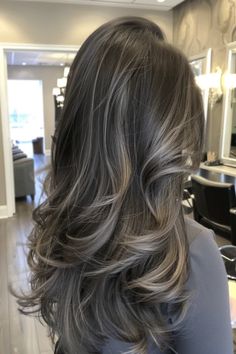 Highlights Idea For Black Hair, Asian Gray Blending, Highlight Hair Color Blonde, Hair Dye To Hide Grey Hair, Highlight Colour For Black Hair, Balayage Black Hair Blonde, Silver On Black Hair, Hair With Subtle Highlights, Blond Highlights In Black Hair