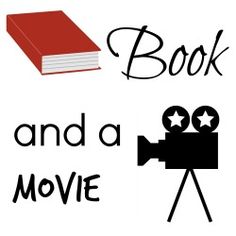 a book and a movie camera with the words book and a movie written below it