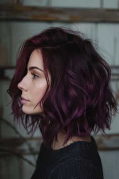 Don't miss our collection of 30+ must-see burgundy hair color ideas. From the aubergine hair color you see here to vibrant burgundy shades, find your next hair inspiration here! Click the pin to see it all and pin your favorites! Burgundy Colored Hair, Mulberry Balayage Hair, Jewel Tone Hair Color Dark, Auburn Purple Hair Color, Purple Undertones In Brown Hair, Moody Hair Color, Black Raspberry Hair Color, Dark Berry Hair, Brown Hair Colored Highlights