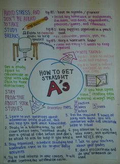 a piece of paper with writing on it that says how to get straight a's