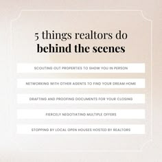 the 5 things realtors do to behind the scenes info sheet on how to use them