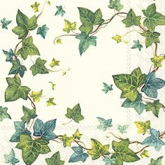 a paper napkin with leaves and vines on it