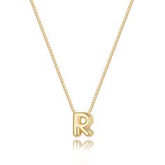 PRICES MAY VARY. 𝐒𝐈𝐙𝐄: Initial R necklace length:16.5"+2" , Bubble letter charm: about 0.31”*0.39”, With 1.0mm wide box chain, Simple and stylish！ 𝐎𝐂𝐂𝐀𝐒𝐈𝐎𝐍: Add this dainty initial necklace to your jewelry collection，It can be worn alone or layered with other necklaces for most everyday outfits. 𝐌𝐀𝐓𝐄𝐑𝐈𝐀: This dainty gold necklace is made of 14K gold plated to ensure a long without faded, that is nickel free, lead free, and hypoallergenic. 𝐀𝐒 𝐀 𝐆𝐈𝐅𝐓: Choose your own gold R Necklace, Gold Letter Pendants, Name Choker, Necklaces Dainty, Cute Name, M Necklace, Dainty Initial Necklace, Bubble Letter, Initial Necklaces