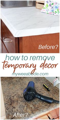 how to remove temporary decor from the kitchen counter top