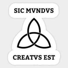 a white sticker with the words creavs est and stc mnndv's