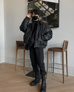 Edgy Korean Fashion Men, Black Outfit Male, Kpop Fashion Outfits Men, Techno Outfit Men, Dark Outfits Men, Korean Men Outfits, Outfits Ideas Korean, Winter Outfits Aesthetic Korean, Korean Black Outfit