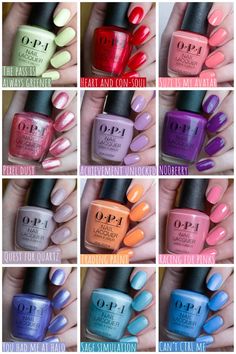 Swatches of all shades of the OPI x Xbox collection. The shades are: The pass is always greener, Heart and con-soul, Suzi is my avatar, Pixel dust, Achievement unlocked, N00berry, Quest for quartz, Trading paint, Racing for pinks, You had me at Halo, Sage simulation, Can't CTRL me Achievement Unlocked Opi, Opi You Had Me At Halo, Opi Suzi Is My Avatar, Opi Achievement Unlocked, Pixel Dust, Achievement Unlocked, Opi Colors, Holo Taco, Ongles Nails