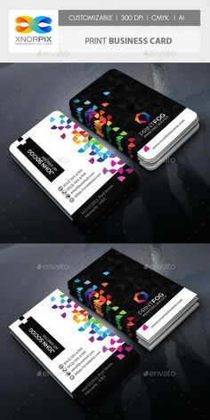 the business card is designed to look like it has colorful confetti on it