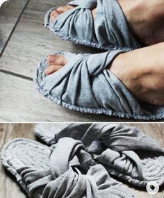 two pictures of someone's feet in slippers on the floor, and one has their foot wrapped up