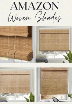 Amazon Woven Shades Roman Shades Living Room, Bamboo Window Shades, Light Filtering Window Treatments, Farmhouse Blinds, Bamboo Roman Shades, Best Blinds, Woven Wood Shades, Wood Window, Bamboo Blinds