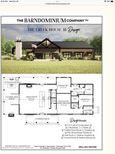 the floor plan for this modern home is shown in black and white, with an image of