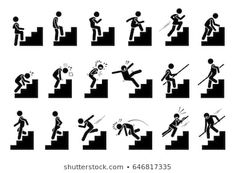 stick figure climbing up the stairs