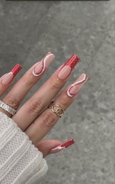 Christmas Nail Ideas Acrylic, Red Christmas Nails Acrylic, Short Christmas Nails Simple, Christmas Nail Acrylic, Coffin Christmas Nails, Nails Gel Christmas, Christmas Nails Acrylic Coffin, Christmas Nails Idea, Christmas Nail Trends