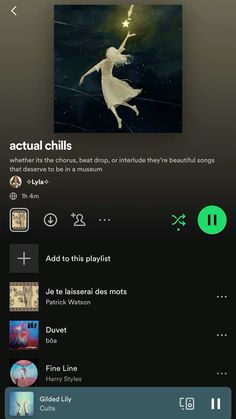 the music player is running on the iphone's playlist page, and it appears to be playing an actual chills song