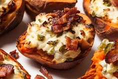 baked sweet potatoes topped with bacon and cheese