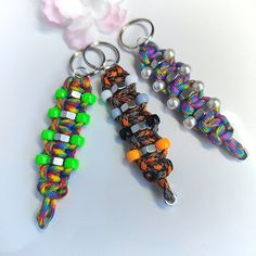 three different types of beaded key chains