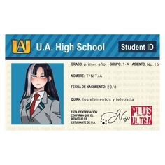 an id card for a high school student