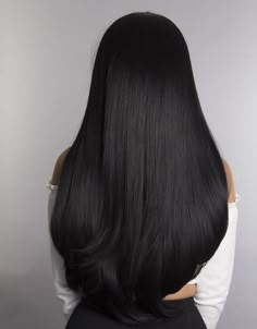 Black Hair Healthy, Healthy Long Black Hair, Jet Black Balayage Hair, Long Jet Black Hair, Almost Black Hair, Sleek Black Hair, Indian Straight Hair, Black Balayage