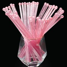 PRICES MAY VARY. 🍹【Crystal swizzle sticks】made of durable quality plastic, toxic free and odor free, safe to use; disposable for easy clean up, or hand wash for reuse, great for daily using. 🍭【Size and Quantity】7.24 inches long, 150 counts, great size fits most small coffee cups and disposable lid, which ideal for stirring your favorite cocktails and mixed drinks. 🍨【Unique design】clear plastic pick stirrers with ball on top, and glitter pink pieces, popular and contemporary design to keep fru Pink Themed Party, Flamingo Baby Shower, Small Coffee Cups, Cocktail Coffee, Crystal Cake, Strawberry Baby, Pink Drink, Drink Stirrers, Swizzle Sticks