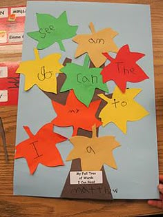 Kindergarten Sight Words, Sight Word Fun, October Ideas, Teaching Sight Words, Kindergarten Language Arts, Fall Kindergarten, Kindergarten Ela, Fall Trees, Practice Reading