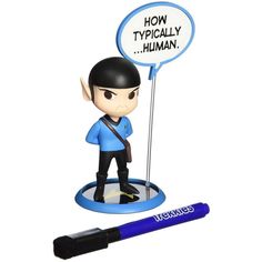 a bobble head figure with a sign that says how typically human