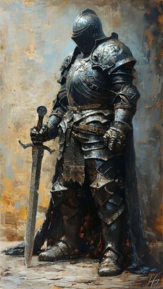 Fantasy Statue, Warriors Illustration, Sf Art, Dark Souls Art, Knight Art, Fantasy Armor, Soul Art, Exploring The World, Armor Concept