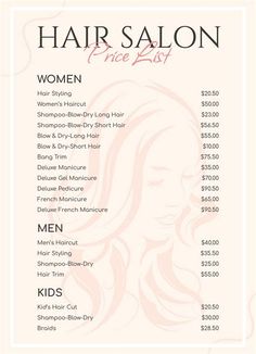 Avalon Hair Salon Prices. There are any references about Avalon Hair Salon Prices in here. you can look below. I hope this article about Avalon Hair Salon Prices can be useful for you. Please remember that this article is for reference purposes only. #avalon #hair #salon #prices Hairdresser Price List, Hair Salon Price List, Dry Long Hair, Hair Salon Prices, Beauty Salon Price List, Salon Names Ideas, Hair Salon Names, Hair Salon Business, Salon Price List