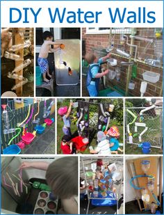 collage of photos showing different ways to use diy water walls