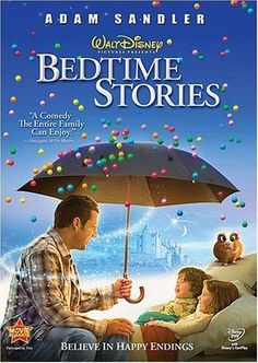 the movie bedtime stories is shown with an image of two people under an umbrella