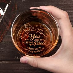 You Are My Missing Piece - Personalized Engraved Whiskey Glass Personalized Whiskey Glass, Engraved Whiskey Glass, Personalized Whiskey, Whiskey Glass, Leather Passport Cover, Retirement Parties, Perfect Gift For Him, Funny Text, Missing Piece