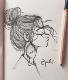 a pencil drawing of a woman's profile