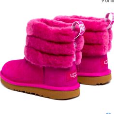 Wrap Your Feet In The Ultimate Comfort With The Fluff Mini From Ugg. Suede And Sheepskin Upper Offer Warmth And Comfort. Pull Tab On Back Shaft Delivers Easy On/Off. Sheepskin Lining Feels Soft And Warm. Excellent Preowned Condition With Normal Signs Of Wear. Please See All Photos. These Are A Size 6 But They Fit Like A Size 8 And You Wear Your Favorite Socks With Them. Birthday Fit, Birthday Fits, Sheepskin Boots, Mini Quilt, Pink Suede, Fuchsia Pink, Hot Outfits, Pull Tab, Womens Uggs