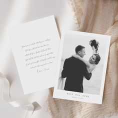 an image of a man and woman on their wedding day with the words best day ever printed on it