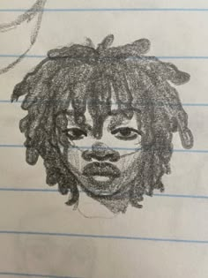 a drawing of a young man with dreadlocks