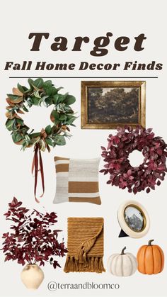 the fall home decor finds with text overlay that reads target fall home decor finds