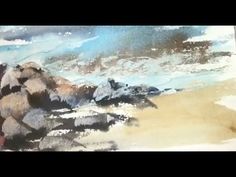 an abstract painting of rocks on the beach