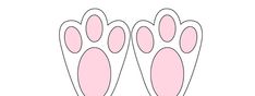 the outline of two pink cat paws on a white background